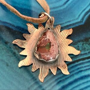 Handmade Copper Sunburst & First Opal Pendant